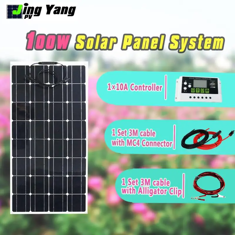 

100W whole solar system solar energy flexible solar panel mono solar cell 100w 200w power home solar kit four types for vans car