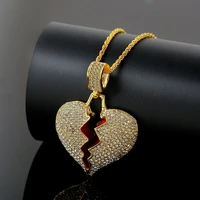 heart broken shape men and women couple pendant hip hop necklace pendant