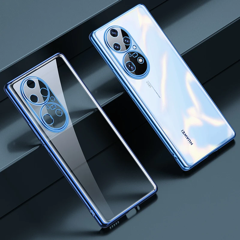 

Electroplated Frame Phone Case For Huawei P20 P30 P40 Lite P50 Pro Mate 20 30 40 Pro P Smart 2021 Clear Back Cover Soft TPU Case
