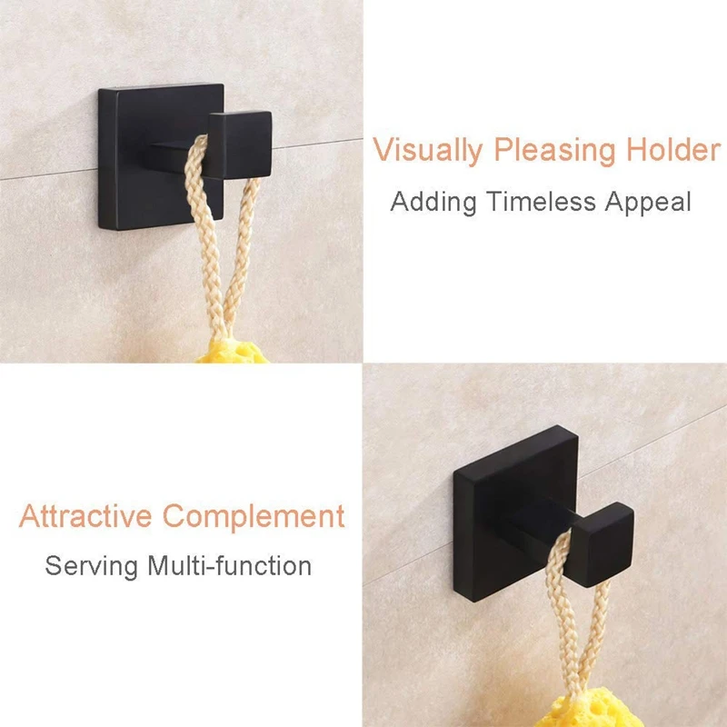 2 шт. в упаковке матовый черный крючок для полотенец из нержавеющей стали