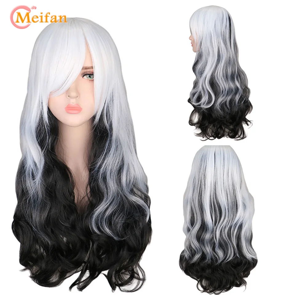MEIFAN длинные волнистые Ombre черный белый розовый термостойкие синтетические