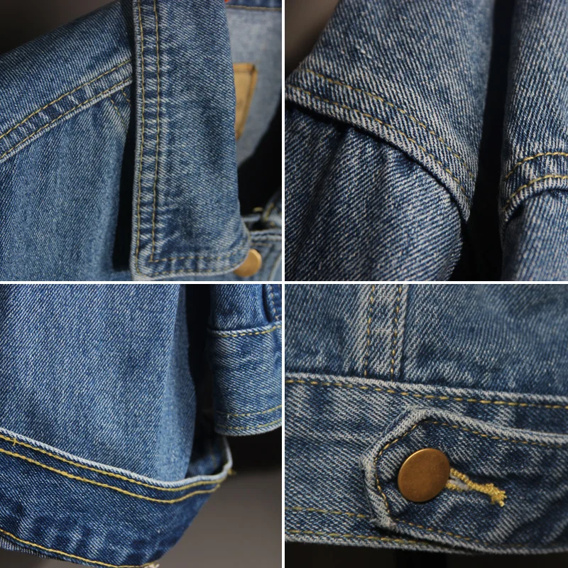 Винтажная Женская куртка 2019 осень-зима большие джинсовые куртки вымытые синие