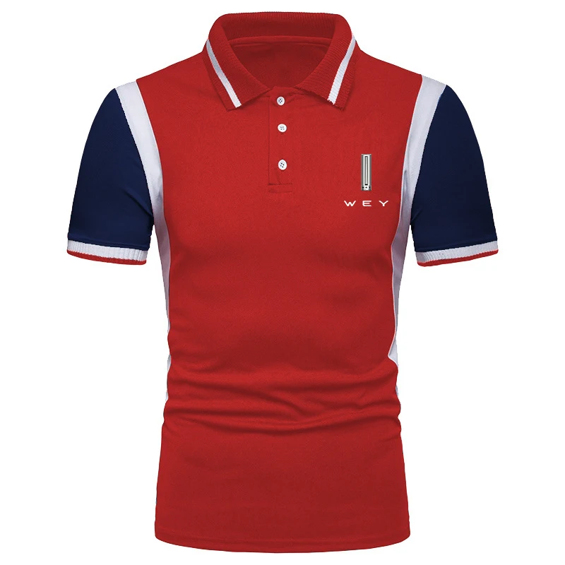 

WEY car logo Men Polo Mens Shirt Short Sleeve Polo Shirts Contrast Color Polo New Summer Streetwear Casual Fashion Man tops