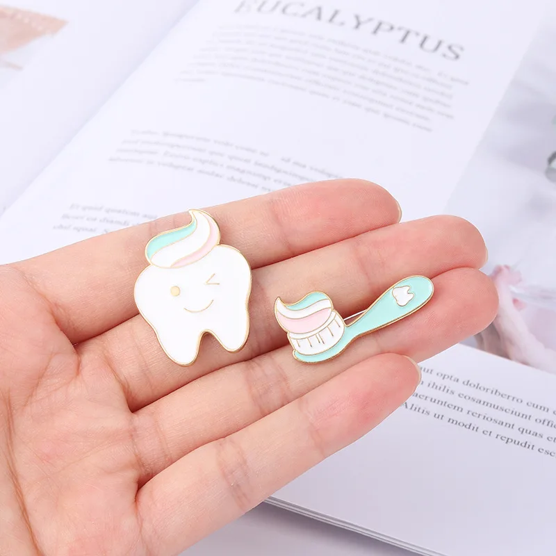 

Cartoon Teeth Enamel Pins Toothbrush Toothpaste Brooches Badge Cute Accessories on Backpack Caps Gift For Friends Kids Jewelry