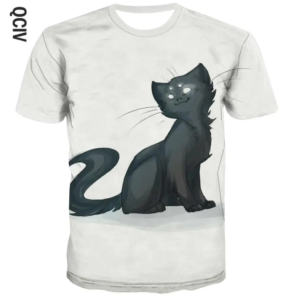 

QCIV Brand animal t shirt kids Cat T-shirts 3d black Tshirts Casual Tshirt Printed Short Sleeve Punk Rock New Slim Big Size
