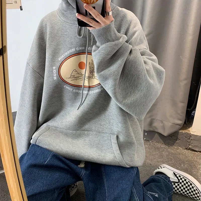 

100% Cotton Hooded Sweater new Korean clothes men's and women's warm top