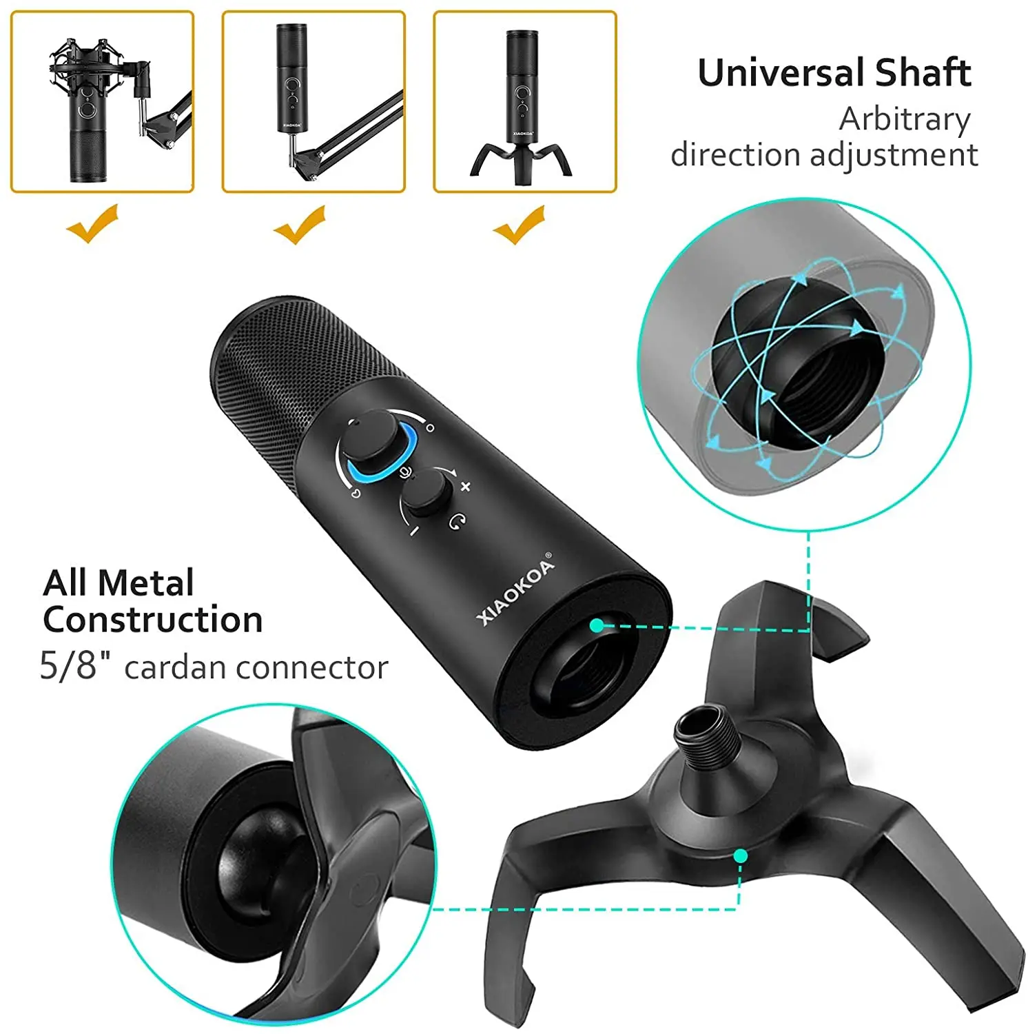 Игровой конденсаторный микрофон RGB USB для компьютера PS4 MAC цветные динамические