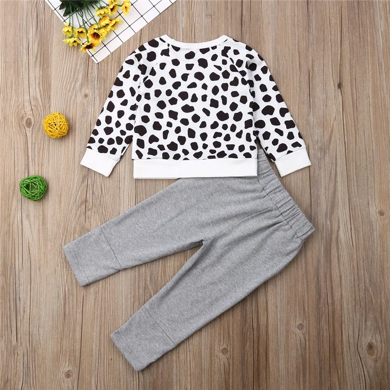 Осенняя одежда для маленьких девочек комплект из 2 предметов леопардовые Топы +