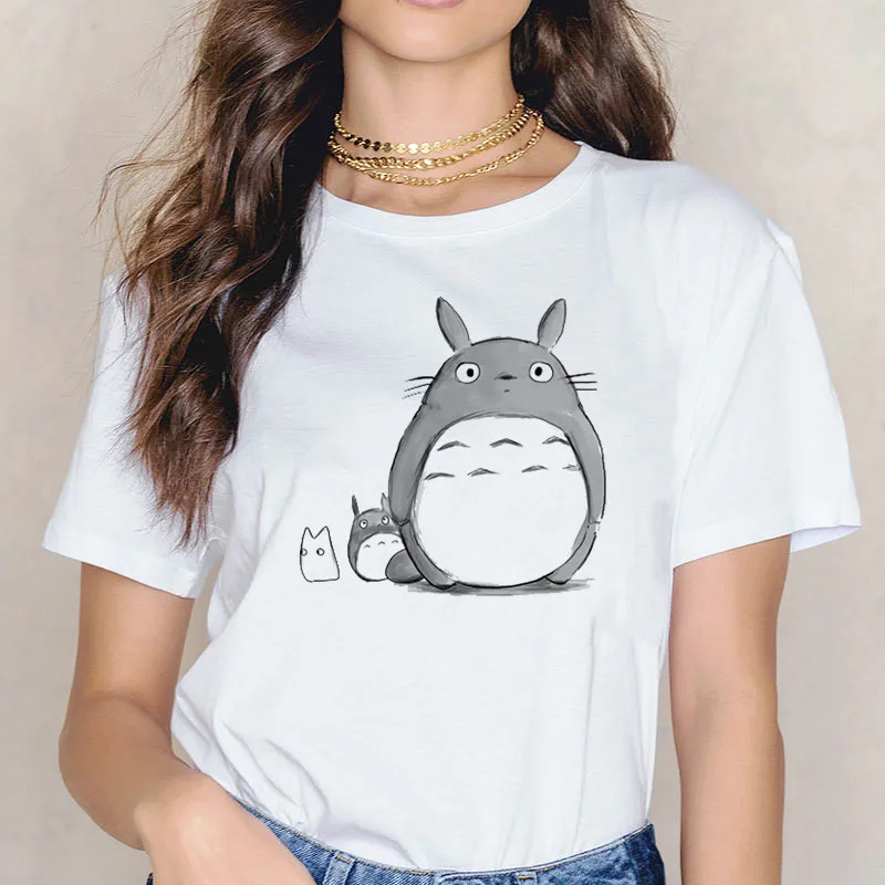 Totoro t shirt Miyazaki Hayao cartoon female clothes femme Anime Spirit Away tshirt Studio Ghibli t-shirt women Japanese | Женская