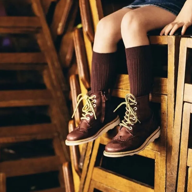 Dolakids High-end customized children's Martin boots vintage handmade cowhide leather girl short boy single | Мать и ребенок