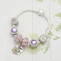 diy finished pink glass beads charm bracelet loved fashionable bracelet birthday gift
