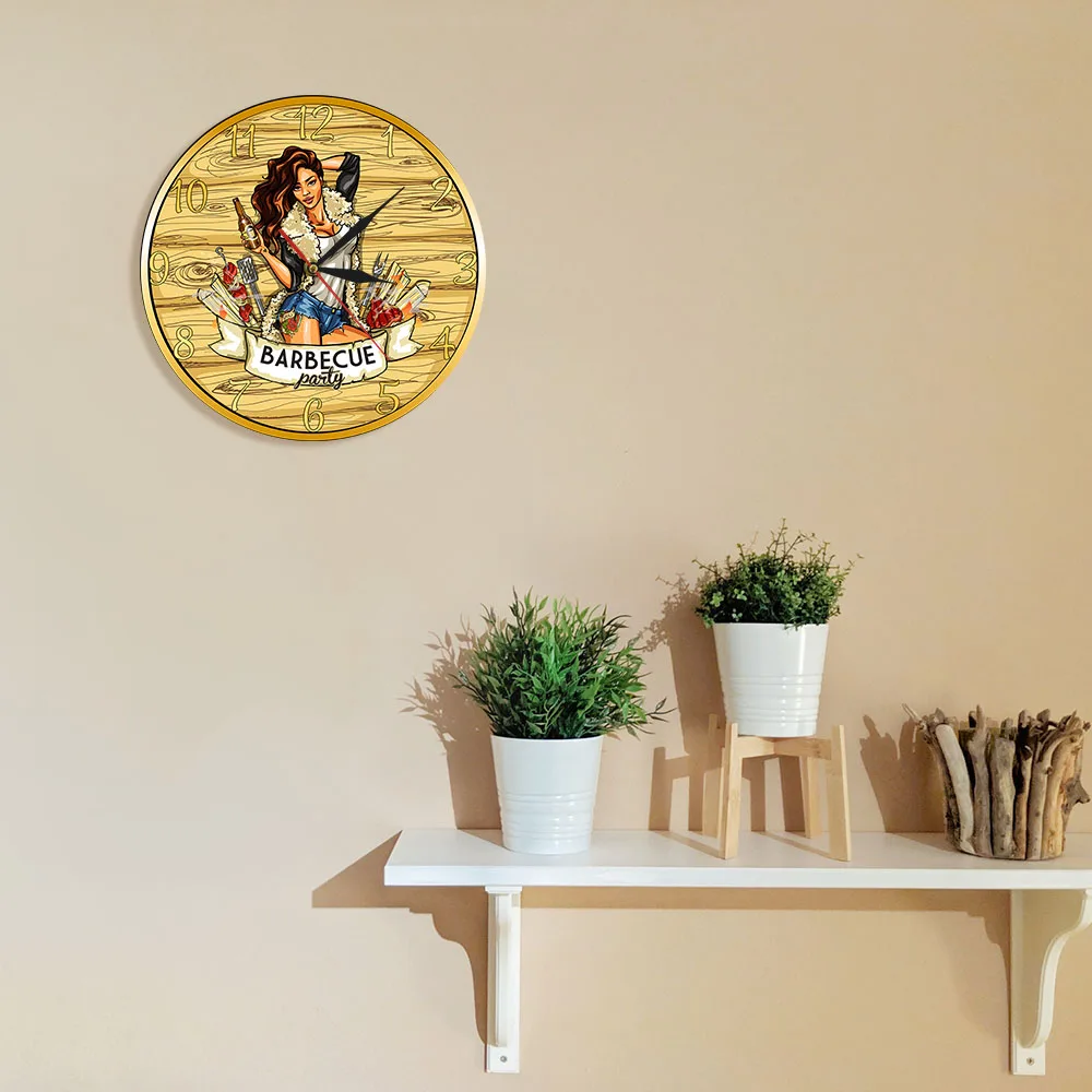 Настенные часы для барбекю вечеринки современные настенные корова девочка