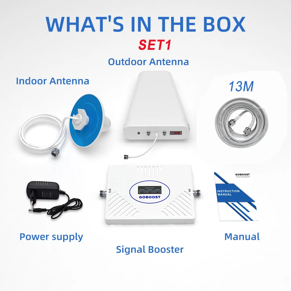Усилитель сигнала сотового телефона GOBOOST LTE 4G 2G 3G GSM 900 UMTS 2100 1800 трехдиапазонный