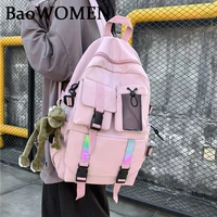 baowomen new fashion woman backpack waterproof nylon soft handle solid multi pocket travel zipper school bags sac a dos for girl