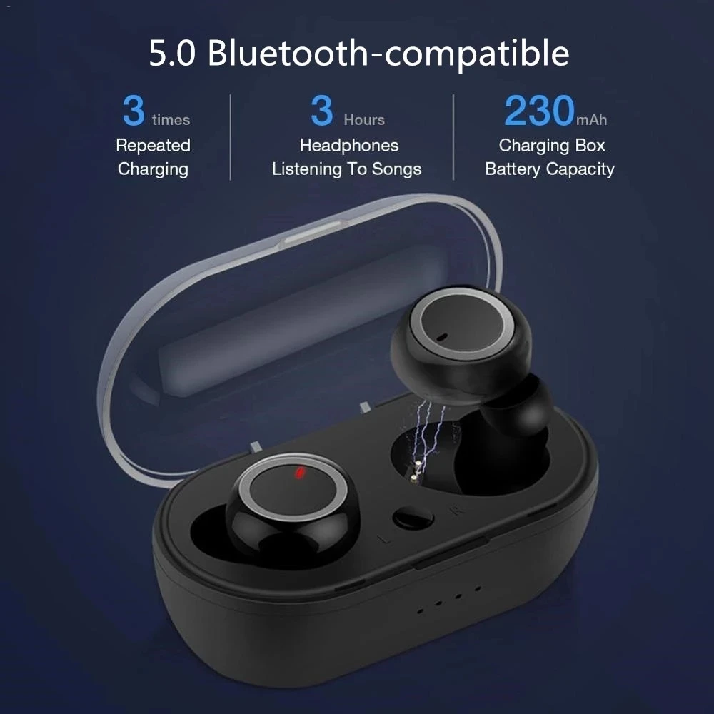 TWS-стереонаушники Y50 с поддержкой Bluetooth 5 0 и зарядным футляром | Электроника