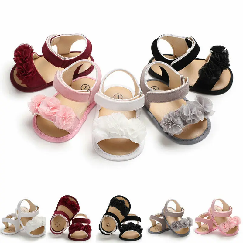 

Сандалии с цветами для новорожденных, летняя повседневная обувь для детской кроватки, для первых шагов, 0-18 месяцев