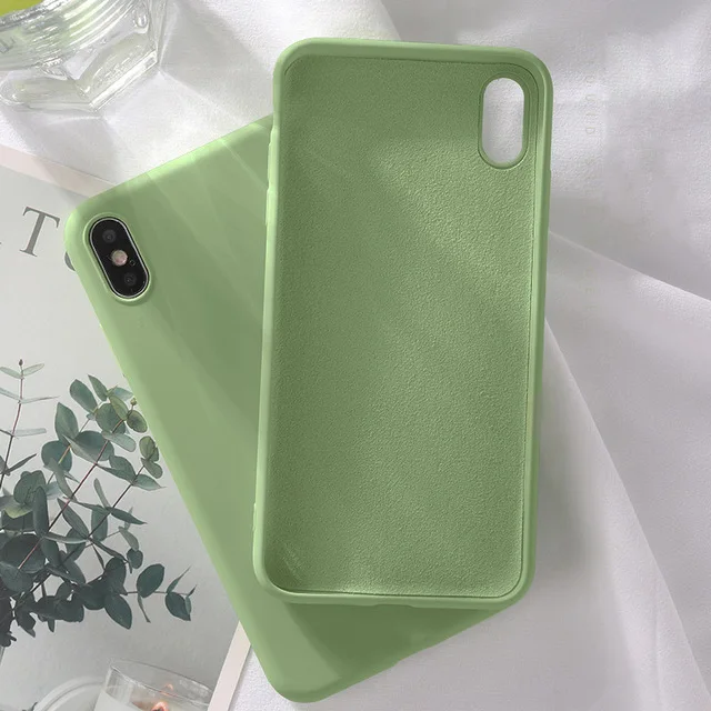 Роскошный жидкий силиконовый чехол для iPhone 11 Pro Max XS Max XR X 6 S 6 S iPhone 7 8 Plus 7Plus 8 Plus полная мягкая задняя крышка для сотового телефона - Цвет: MGreen