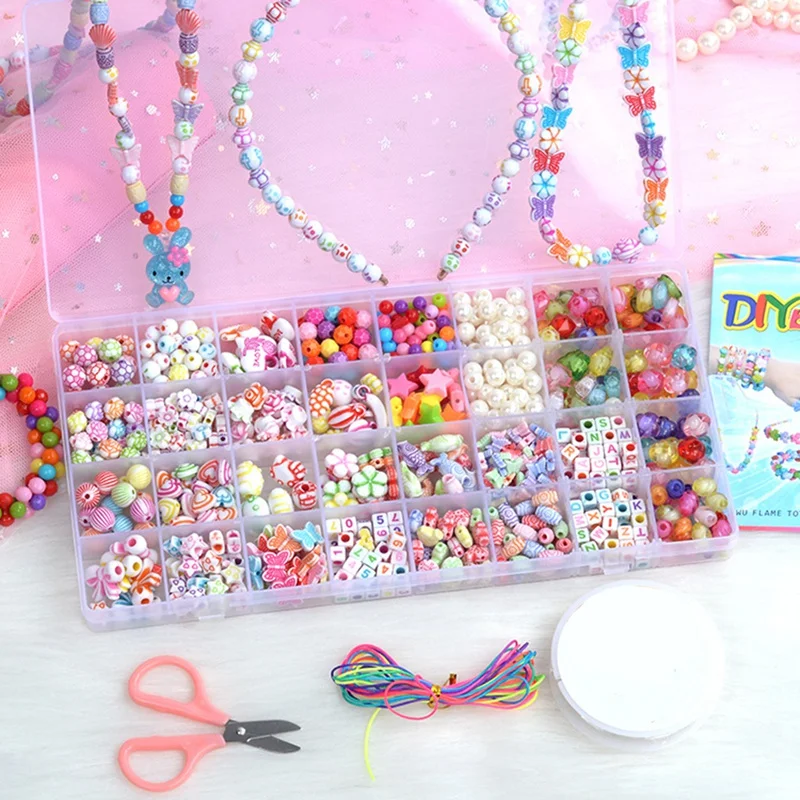 

32 Grid DIY Handmade Beaded Children'S Toys Loose Beads Crafts Making Bracelet Necklace Jewelry Set Girl Toy Gift
