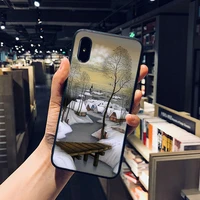 hard phone case for iphone xs 11 pro max 13 12 mini mobile shell se 2020 6s 6 7 8 plus 5s 10 x xr winter landscape cover coque