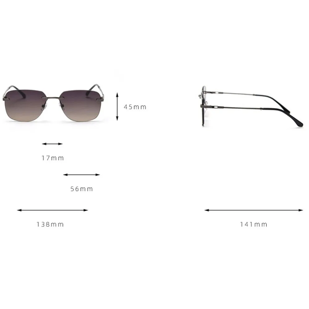 

Kachawoo square sunglasses male frameless brown grey fashion sun glasses female birthday presents metal high quality European