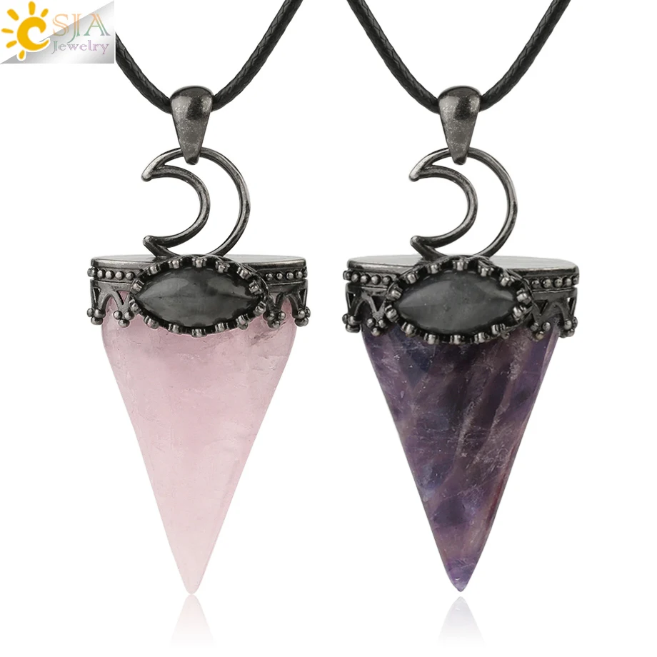 Ожерелье из натуральной кожи CSJA античное серебряное геометрическое украшение в