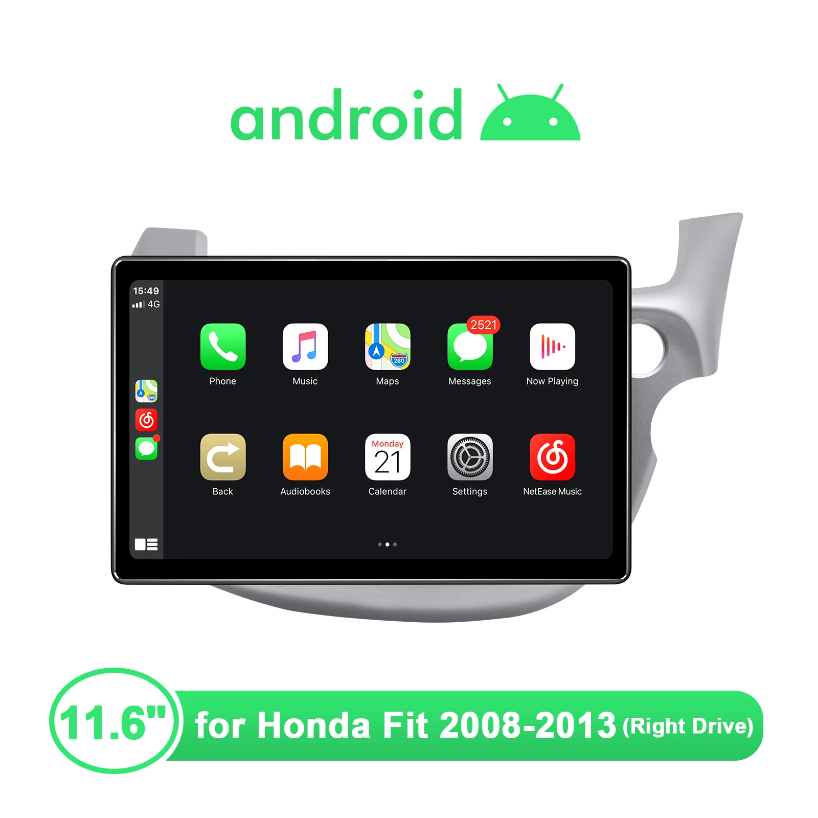 구매 1 딘 자동차 라디오 11.6 인치 안 드 로이드 10 중앙 멀티미디어 플레이어 1DIN GPS 무선 Carplay 4G 헤드 유닛 혼다 적합 2008-2013