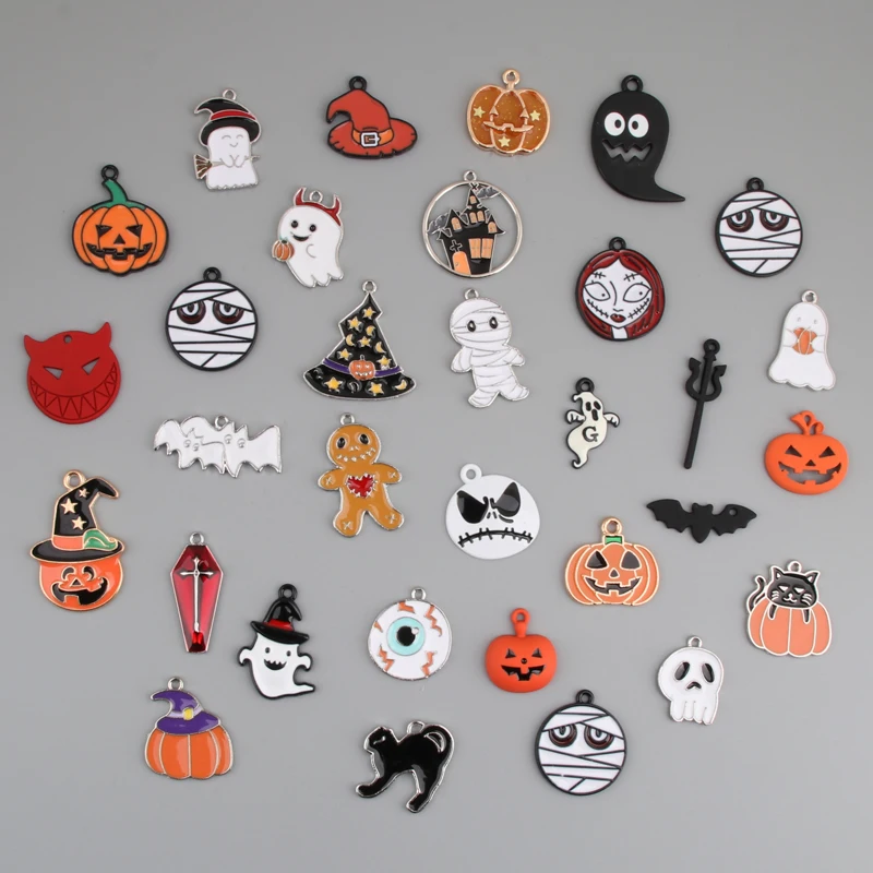 

5 шт. Хэллоуин замок Тыква глаз ведьма шляпа призрак Подвески эмаль кулон фестивавечерние подарки для DIY Ювелирные изделия Аксессуары