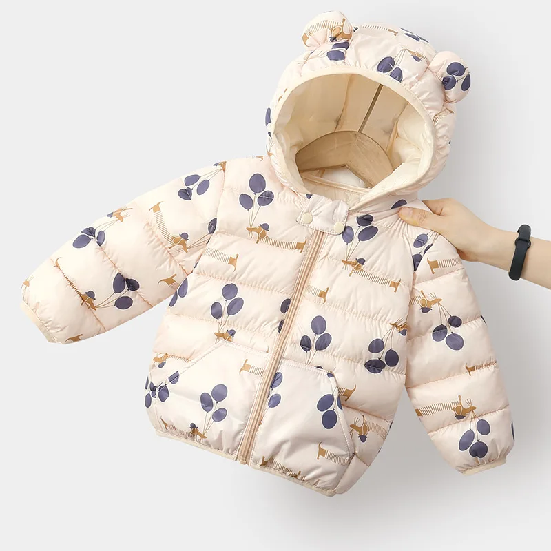 Abrigo de invierno para ni&ntilde;os y ni&ntilde;as, chaqueta de algod&oacute;n suave con orejas de beb&eacute;, chaqueta con capucha, ropa de estilo-3
