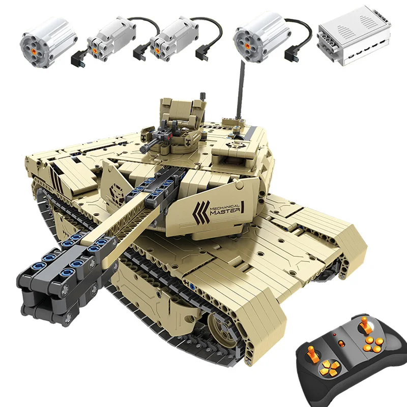 with book no box RC строительные блоки Танк Игрушка 9801 M1A2 1276 шт. армейский Военный пульт дистанционного управления 50 м расстояние построить игрушечный конструктор RC автомобиль подарок малыш - Цвет: with book no box