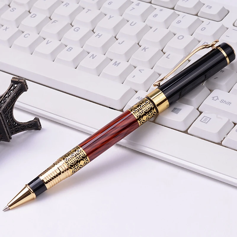 Chinese Classical Roller Ball Pen Elegant Golden Metal Ballpoint for Office Business Signature School Student Gift |