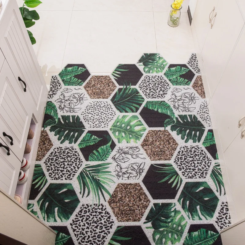 

Nordic style Room Rug Kitchen Mat Custom PVC Silk Loop Door Mat Home Anti-slip Rubbing Waterproof Cut Irregular Dust Carpet