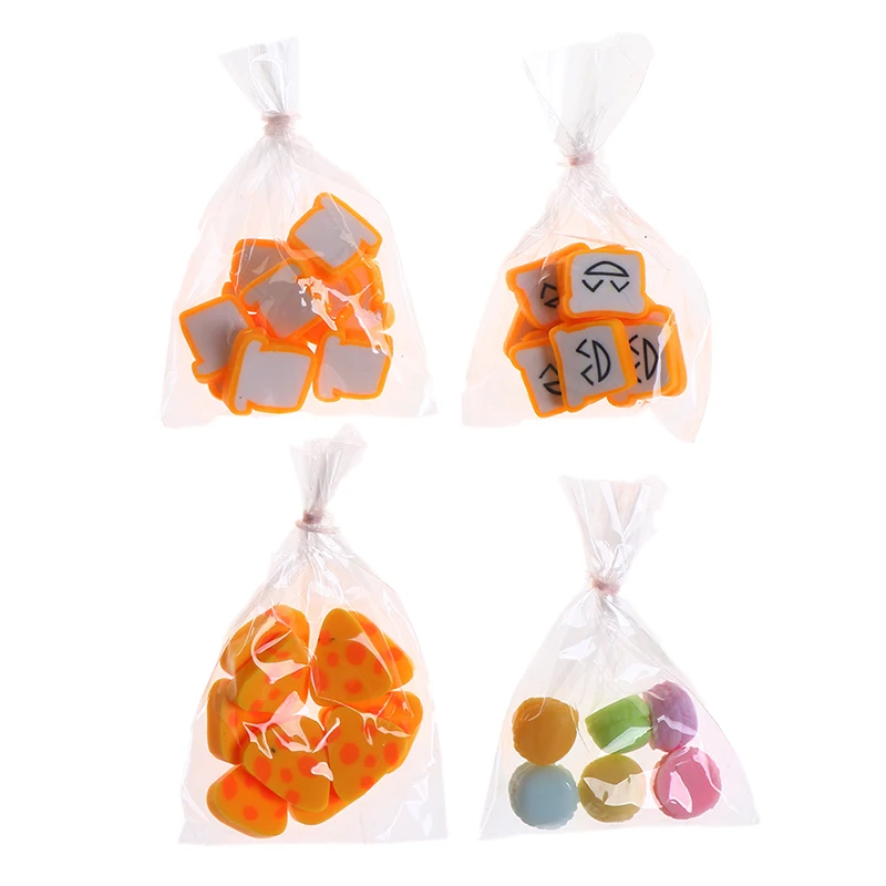 

6Pcs/Bag Miniature Scene Model Doll House Mini Bread Macaron Bag Decoration