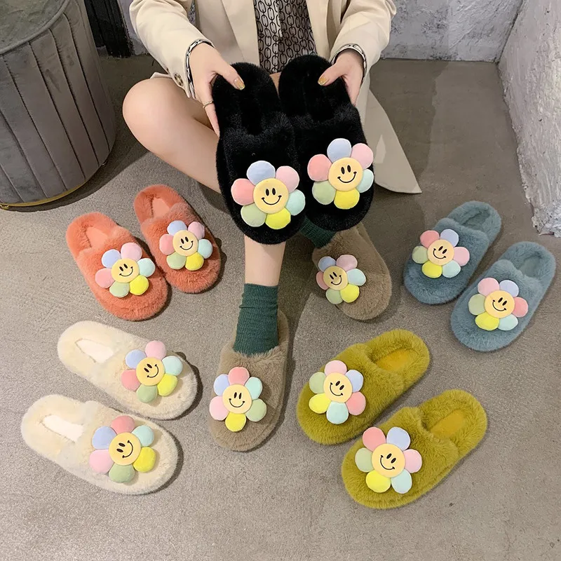 

Shoes Ladies' Slippers Slipers Women Luxury Slides Fur Flip Flops Low 2020 Flat Designer Soft Plush Fabric with fur Rome Basic