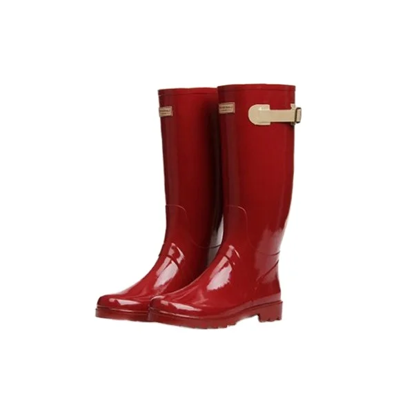 

wine red women's wellies women rain boots with belt