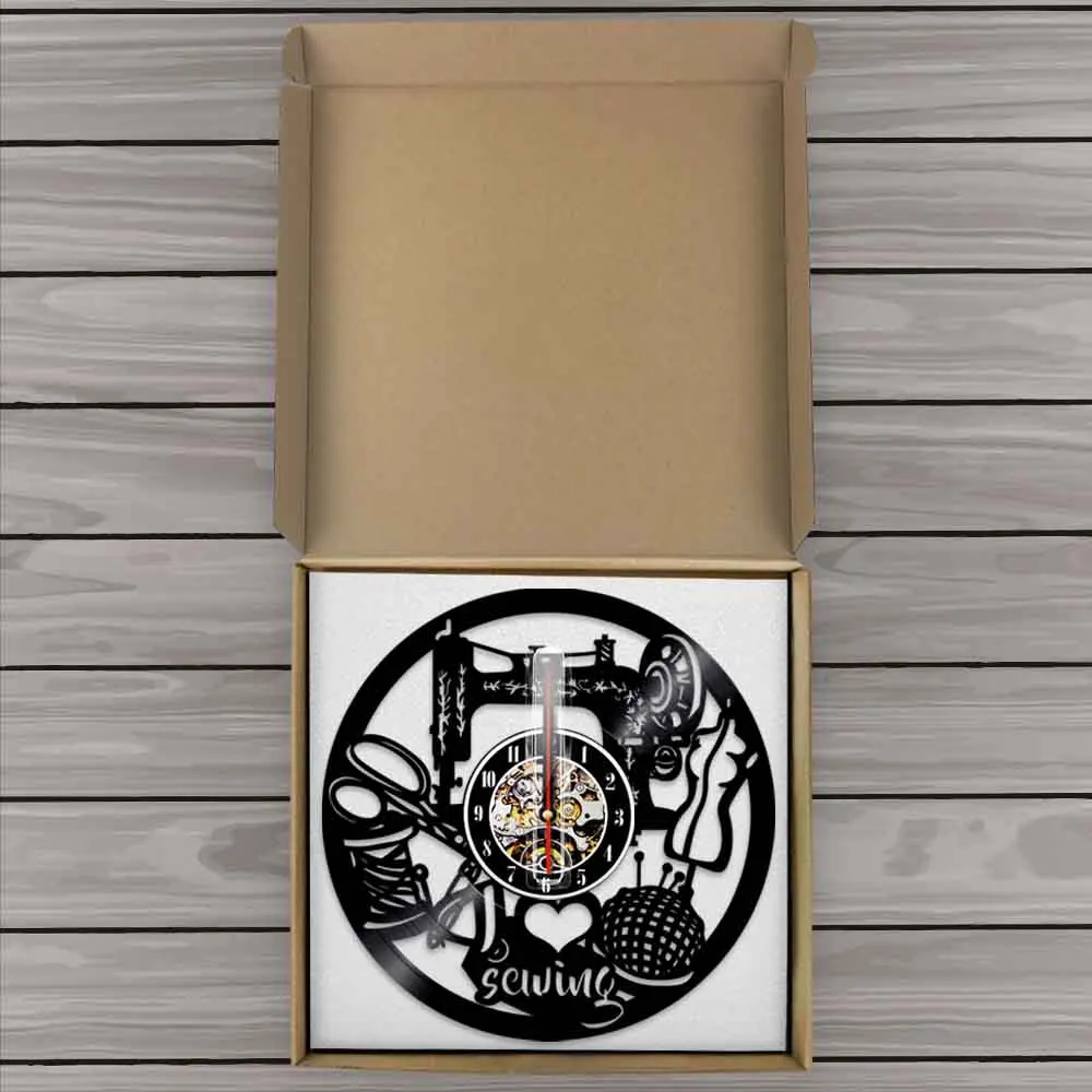 Настенные часы с виниловой пластиной швейная машина художественное хобби декор