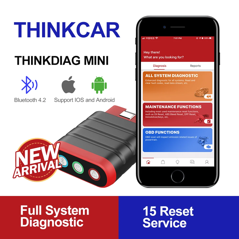 THINKCAR ThinkDiag Мини OBD2 сканер автомобильный iOS Android Easydiag OBD 2 полная система Bluetooth Авто