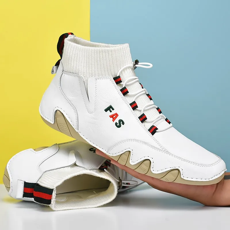 

New Spring Autumn Handmade Men's Boots High Quality Leather Ankle Boots Outdoor Comfortable Casual Shoes Men's Shoes Size 38-48