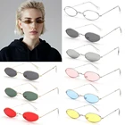 Солнцезащитные очки в металлической овальной оправе для мужчин и женщин, винтажные аксессуары в стиле ретро для путешествий, с маленькой оправой, с защитой от ультрафиолета, лето 2021