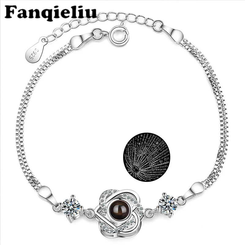 

Fanqieliu I Love You Oen Hundred Languages Bracelets For Women Silver Color Charm Pulseras Jewerly Female FQL20053
