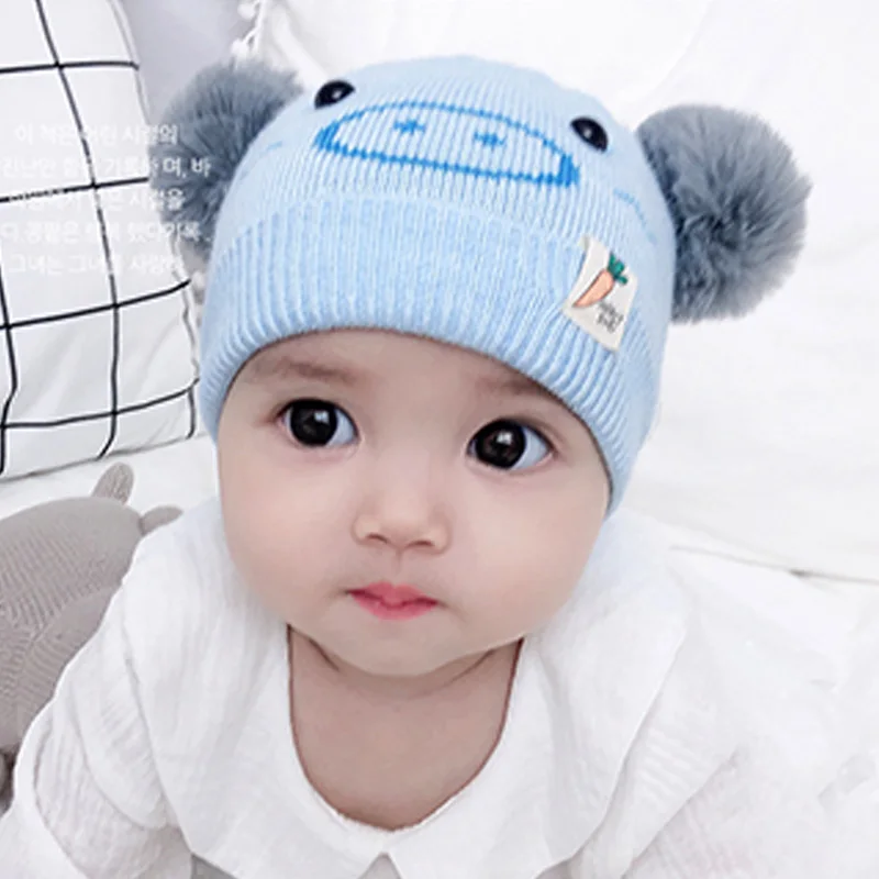 Осенне-зимняя детская шапка с ушками детские шапки милым мультяшным медведем для