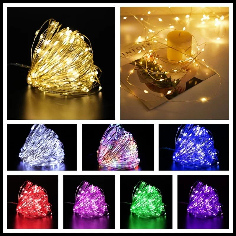 New Year 2022 Copper Wire 1M 2M 3M 5M 10M LED Christmas Lights Christmas Decor for Home Navidad Noel Xmas Wreath Fairy Lights