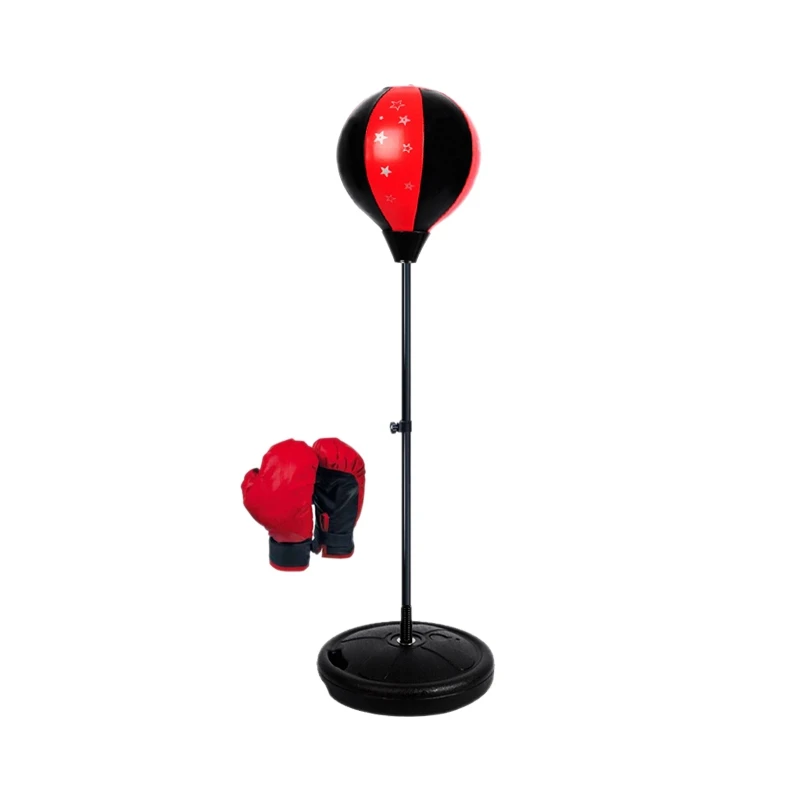 

Kids Adjustable Boxing Ball & Glove Set Punching Bag Kids Boxing Gloves Set + Hand Pump for Kid Ages 3 - 14 Years Old