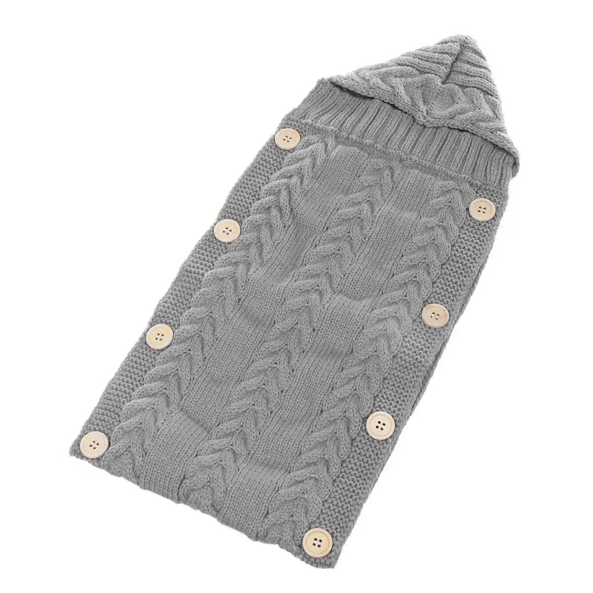 Grey 4 цвета для новорожденных вязаный крючки для вязания шерстью спальный кнопка для сумки пеленать одеяло с шапкой мягкие теплые аксессуары для 0-1 года - Цвет: Grey