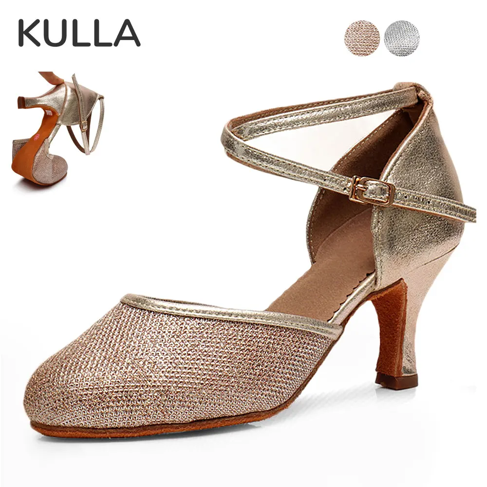 

New Latin Dance Shoes For Women Glitter Closed Toe Modern Dance Shoes Ladies Salsa Tango Ballroom Dancing Sandals Woman's Shoes