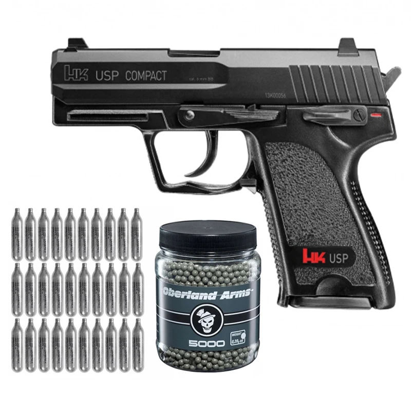 

PISTOLET H&K USP COMPACT- ASG+3X10 Co2 Tanks+1500Ct Steel Bbs Home Deco Lead Bullet Toy Gun Metal Wall Sign Mural
