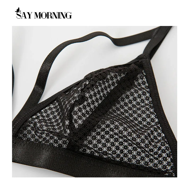 

SAY MORNING Lace Sexy Lingerie Set Underwear for Women Transparent Bra Lingerie 3 Piece Set Lace Underwear Sexy Bra Set