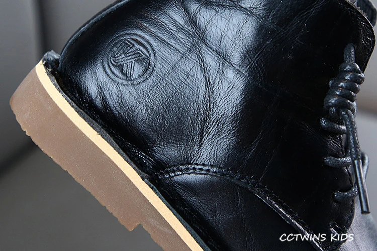 CCTWINS Kids Shoes Autumn Fashion Girls Black Martin Boots Boys Real Leather Dress Shoes Children Retro Casual Boot MB021