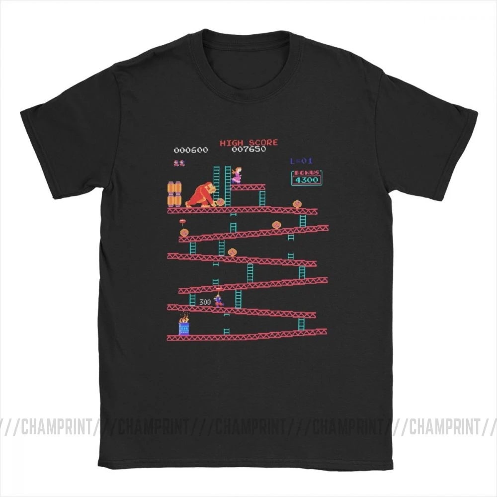 Мужские футболки в стиле аркадной игры Donkey Kong винтажные из чистого хлопка с