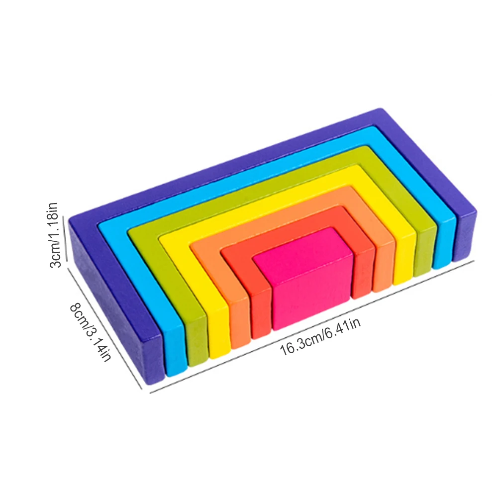 

Wood Rainbow Blocks Wooden Toy Children Block Rainbow Toy Building Block Educational Kindergarten Supplies Baby Toy Gift