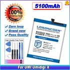 Аккумулятор LOSONCOER 5100 мАч для UMI Umidigi X мобильный телефон